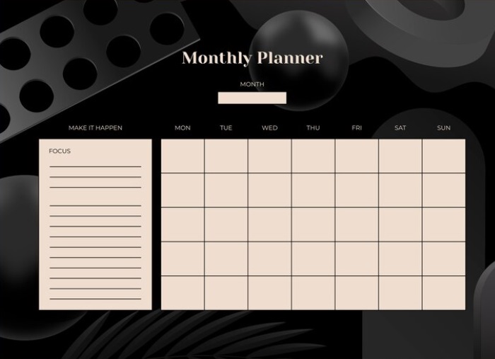 quadro de planejamento mensal